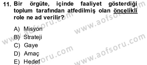 Küçük İşletme Yönetimi Dersi 2013 - 2014 Yılı (Vize) Ara Sınav Soruları 11. Soru