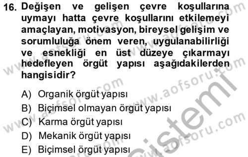Küçük İşletme Yönetimi Dersi 2013 - 2014 Yılı (Vize) Ara Sınav Soruları 16. Soru