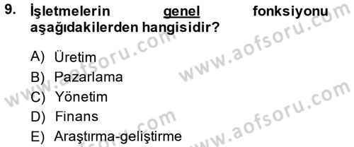 Küçük İşletme Yönetimi Dersi 2013 - 2014 Yılı (Vize) Ara Sınav Soruları 9. Soru