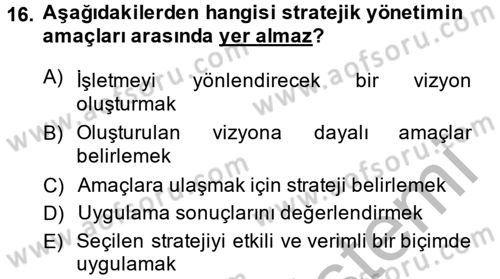Küçük İşletme Yönetimi Dersi 2013 - 2014 Yılı (Final) Dönem Sonu Sınav Soruları 16. Soru
