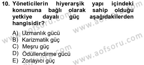 Küçük İşletme Yönetimi Dersi 2013 - 2014 Yılı Tek Ders Sınavı 10. Soru