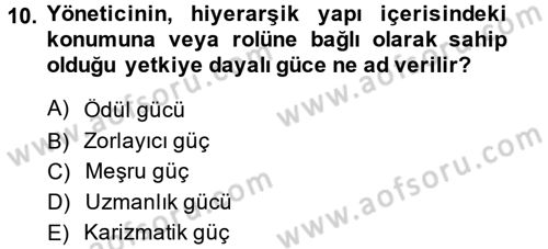 Küçük İşletme Yönetimi Dersi 2014 - 2015 Yılı (Final) Dönem Sonu Sınavı 10. Soru