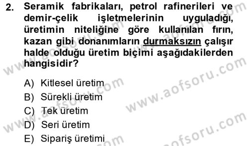 Küçük İşletme Yönetimi Dersi 2014 - 2015 Yılı (Final) Dönem Sonu Sınavı 2. Soru