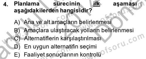 Küçük İşletme Yönetimi Dersi 2014 - 2015 Yılı (Final) Dönem Sonu Sınav Soruları 4. Soru