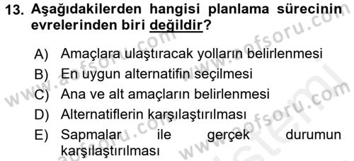 Küçük İşletme Yönetimi Dersi 2015 - 2016 Yılı (Vize) Ara Sınav Soruları 13. Soru