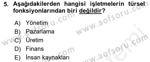 Küçük İşletme Yönetimi Dersi 2015 - 2016 Yılı (Vize) Ara Sınav Soruları 5. Soru