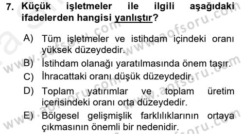 Küçük İşletme Yönetimi Dersi 2015 - 2016 Yılı (Vize) Ara Sınav Soruları 7. Soru