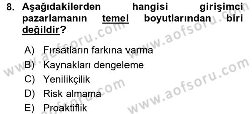 Küçük İşletme Yönetimi Dersi 2015 - 2016 Yılı (Vize) Ara Sınav Soruları 8. Soru
