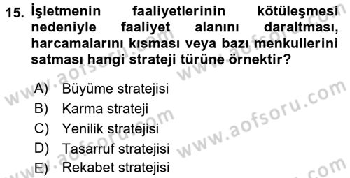 Küçük İşletme Yönetimi Dersi 2015 - 2016 Yılı (Final) Dönem Sonu Sınav Soruları 15. Soru