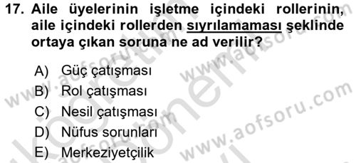 Küçük İşletme Yönetimi Dersi 2015 - 2016 Yılı (Final) Dönem Sonu Sınav Soruları 17. Soru