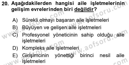 Küçük İşletme Yönetimi Dersi 2015 - 2016 Yılı (Final) Dönem Sonu Sınav Soruları 20. Soru