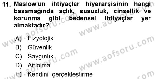 Küçük İşletme Yönetimi Dersi 2016 - 2017 Yılı 3 Ders Sınavı 11. Soru