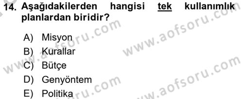 Küçük İşletme Yönetimi Dersi 2016 - 2017 Yılı (Vize) Ara Sınav Soruları 14. Soru