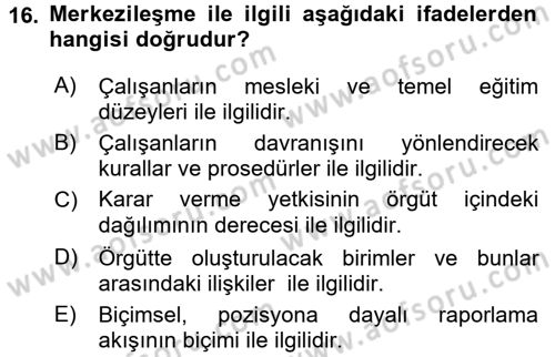 Küçük İşletme Yönetimi Dersi 2016 - 2017 Yılı (Vize) Ara Sınav Soruları 16. Soru