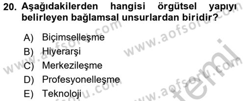 Küçük İşletme Yönetimi Dersi 2016 - 2017 Yılı (Vize) Ara Sınavı 20. Soru