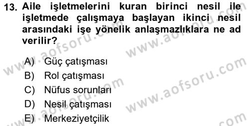 Küçük İşletme Yönetimi Dersi 2016 - 2017 Yılı (Final) Dönem Sonu Sınav Soruları 13. Soru