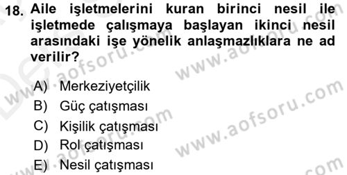 Küçük İşletme Yönetimi Dersi 2017 - 2018 Yılı 3 Ders Sınav Soruları 18. Soru