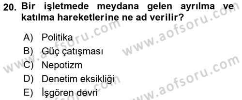Küçük İşletme Yönetimi Dersi 2017 - 2018 Yılı 3 Ders Sınav Soruları 20. Soru
