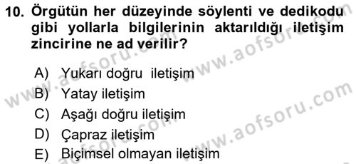 Küçük İşletme Yönetimi Dersi 2017 - 2018 Yılı (Final) Dönem Sonu Sınavı 10. Soru