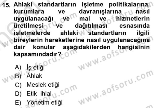 Küçük İşletme Yönetimi Dersi 2021 - 2022 Yılı (Vize) Ara Sınav Soruları 15. Soru