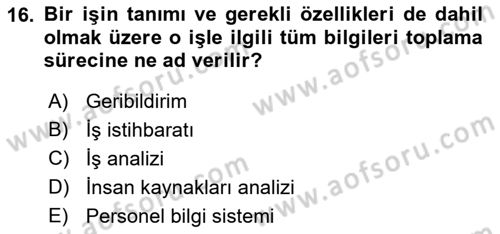 Küçük İşletme Yönetimi Dersi 2021 - 2022 Yılı (Vize) Ara Sınav Soruları 16. Soru