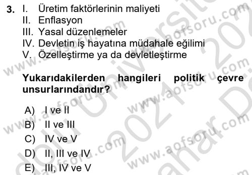 Küçük İşletme Yönetimi Dersi 2021 - 2022 Yılı (Vize) Ara Sınav Soruları 3. Soru