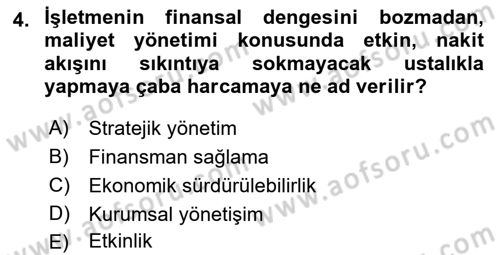 Küçük İşletme Yönetimi Dersi 2021 - 2022 Yılı (Vize) Ara Sınav Soruları 4. Soru