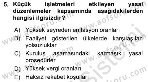 Küçük İşletme Yönetimi Dersi 2021 - 2022 Yılı (Vize) Ara Sınav Soruları 5. Soru