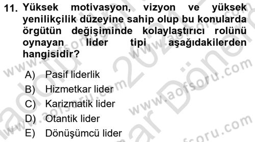 Küçük İşletme Yönetimi Dersi Dönem Sonu Sınavı Deneme Sınav Soruları 11. Soru