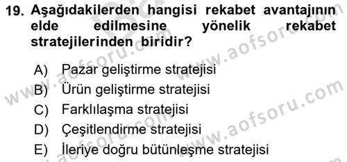 Küçük İşletme Yönetimi Dersi 2021 - 2022 Yılı (Final) Dönem Sonu Sınav Soruları 19. Soru