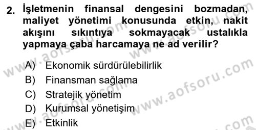 Küçük İşletme Yönetimi Dersi 2021 - 2022 Yılı (Final) Dönem Sonu Sınav Soruları 2. Soru