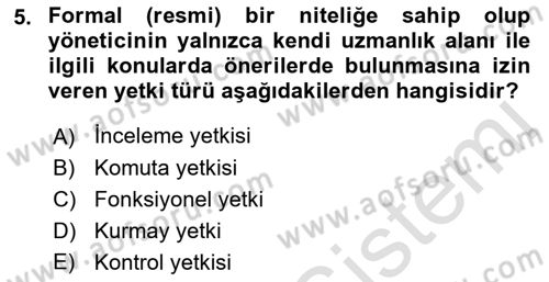 Küçük İşletme Yönetimi Dersi Dönem Sonu Sınavı Deneme Sınav Soruları 5. Soru
