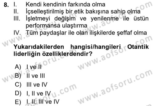 Küçük İşletme Yönetimi Dersi 2021 - 2022 Yılı (Final) Dönem Sonu Sınav Soruları 8. Soru