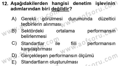 Küçük İşletme Yönetimi Dersi 2022 - 2023 Yılı Yaz Okulu Sınav Soruları 12. Soru