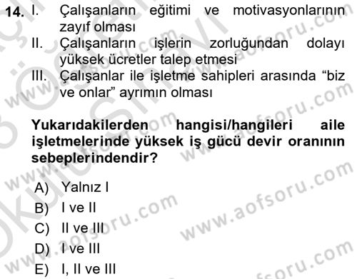 Küçük İşletme Yönetimi Dersi 2022 - 2023 Yılı Yaz Okulu Sınav Soruları 14. Soru