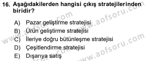 Küçük İşletme Yönetimi Dersi 2022 - 2023 Yılı Yaz Okulu Sınav Soruları 16. Soru