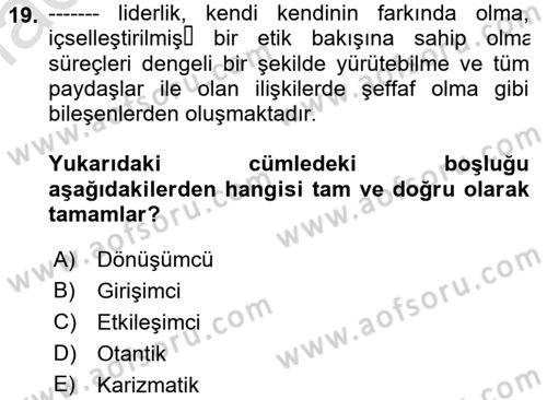 Küçük İşletme Yönetimi Dersi 2022 - 2023 Yılı Yaz Okulu Sınav Soruları 19. Soru