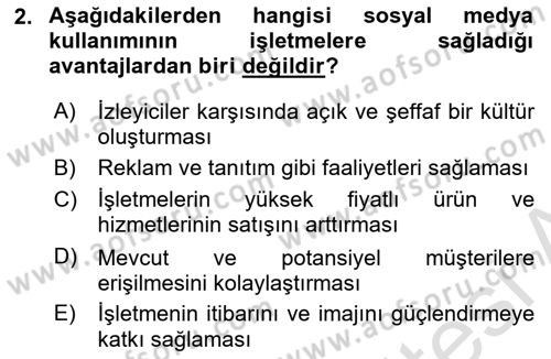 Küçük İşletme Yönetimi Dersi 2022 - 2023 Yılı Yaz Okulu Sınav Soruları 2. Soru