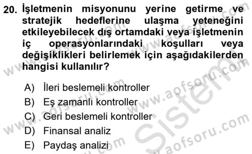 Küçük İşletme Yönetimi Dersi 2022 - 2023 Yılı Yaz Okulu Sınav Soruları 20. Soru
