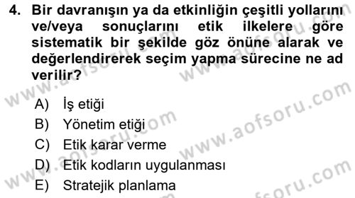 Küçük İşletme Yönetimi Dersi 2022 - 2023 Yılı Yaz Okulu Sınav Soruları 4. Soru