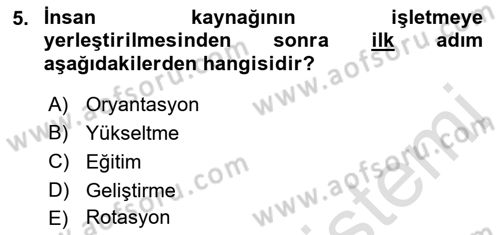 Küçük İşletme Yönetimi Dersi 2022 - 2023 Yılı Yaz Okulu Sınav Soruları 5. Soru