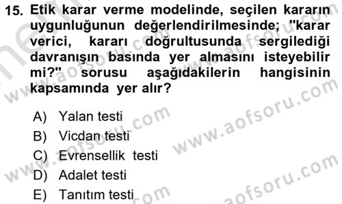 Küçük İşletme Yönetimi Dersi 2023 - 2024 Yılı (Vize) Ara Sınav Soruları 15. Soru