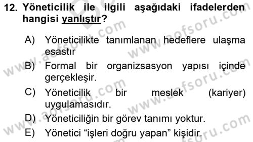 Küçük İşletme Yönetimi Dersi 2023 - 2024 Yılı (Final) Dönem Sonu Sınav Soruları 12. Soru