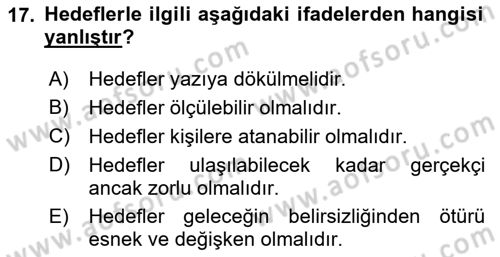 Küçük İşletme Yönetimi Dersi 2023 - 2024 Yılı (Final) Dönem Sonu Sınav Soruları 17. Soru