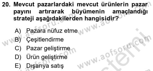 Küçük İşletme Yönetimi Dersi 2023 - 2024 Yılı (Final) Dönem Sonu Sınav Soruları 20. Soru