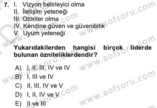 Küçük İşletme Yönetimi Dersi 2023 - 2024 Yılı (Final) Dönem Sonu Sınav Soruları 7. Soru