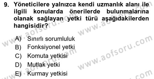 Küçük İşletme Yönetimi Dersi 2023 - 2024 Yılı (Final) Dönem Sonu Sınav Soruları 9. Soru