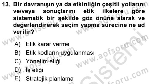 Küçük İşletme Yönetimi Dersi 2024 - 2025 Yılı (Vize) Ara Sınav Soruları 13. Soru