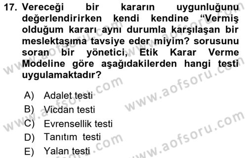 Küçük İşletme Yönetimi Dersi 2024 - 2025 Yılı (Vize) Ara Sınav Soruları 17. Soru