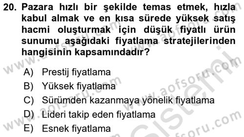 Küçük İşletme Yönetimi Dersi 2024 - 2025 Yılı (Vize) Ara Sınav Soruları 20. Soru